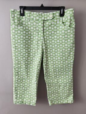 Motherhood Maternity Green White Floral Capris Pedal Pushers Spring Whimsical